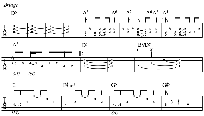 Footloose chords and TAB, bridge.