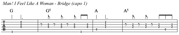 Man! I Feel Like A Woman! chords and TAB, bridge.