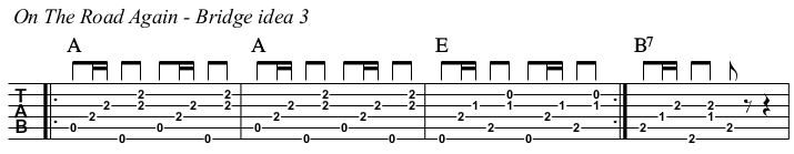 On The Road Again chords and TAB, bridge idea 3.