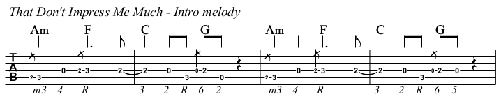 That Don't Impress Me Much TAB, intro.