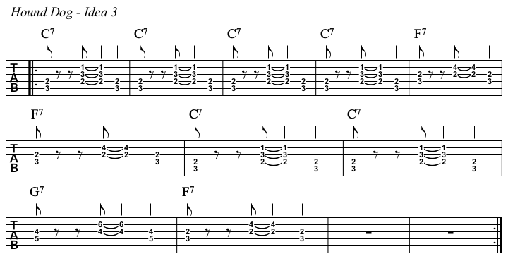 Hound Dog chords and TAB, idea 3.
