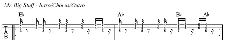 Mr Big Stuff TAB, chorus.