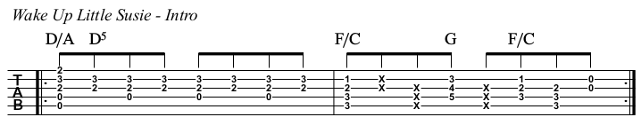 Wake Up Little Susie TAB, intro.