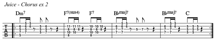 Juice chords and TAB, chorus example 2.