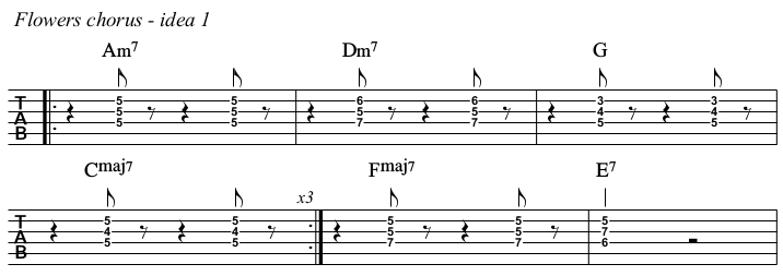 Flowers chords and TAB, chorus idea 1.