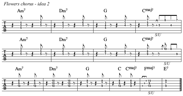 Flowers chords and TAB, chorus idea 2.
