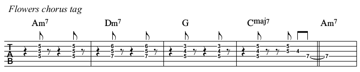 Flowers chords and TAB, chorus tag.