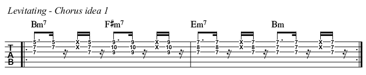 Levitating chords and TAB, chorus idea 1.