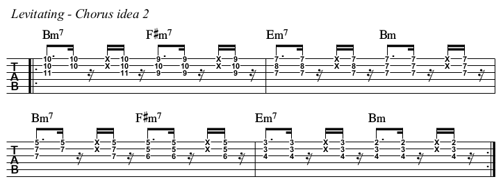 Levitating chords and TAB, chorus idea 2.