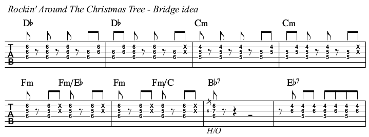 Rockin' Around The Christmas Tree chords and TAB, bridge idea.