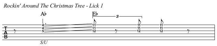 Rockin' Around The Christmas Tree chords and TAB, lick 1.
