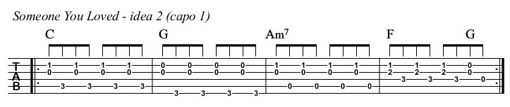 Someone You Loved chords and TAB, intro.