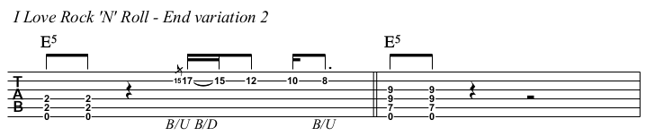 I Love Rock 'N' Roll chords and TAB, intro end variation 2.