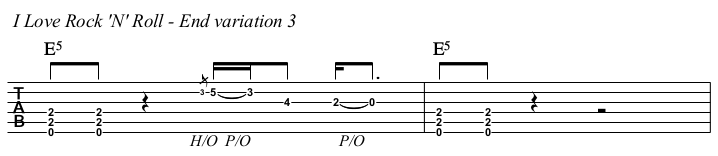 I Love Rock 'N' Roll chords and TAB, intro end variation 3.