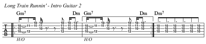 Long Train Runnin’ chords and TAB, guitar 2 intro.