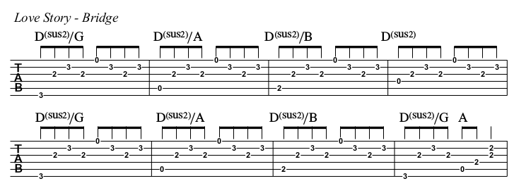 Love Story chords and TAB, bridge.