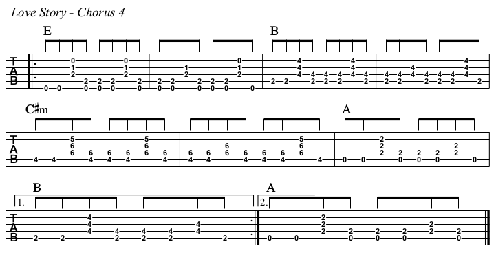 Love Story chords and TAB, chorus 4.