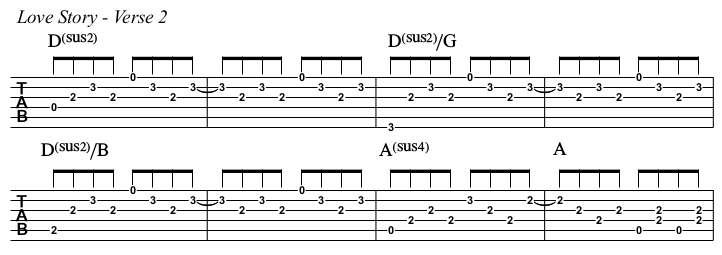 Love Story chords and TAB, verse 2.